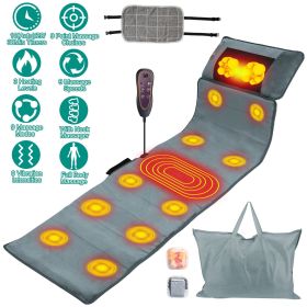 Full Body Electric Massage Mat with Heat Vibration Massage Pad Cushion Back Massage Mattress Chair Pad with Neck Massage Pillow with 10 Vibration Moto