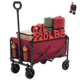Foldable Trolley, With Wheels, Foldable, Large Capacity, 330 Pounds, Multi-functional Trolley, Heavy-duty Design, With Elastic Handles (Option: Red5in)