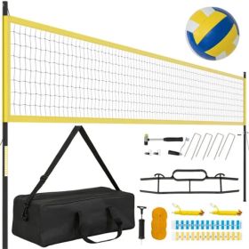 32'x3' Heavy-Duty Volleyball Net Set - 3-Level Adjustable Poles, Anti-Sag Winch, All-Inclusive Accessories-Yellow (Option: defaulttitle)