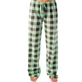 Women's Stretch Plaid Casual Pants With Pockets (Option: Light green-XXL)