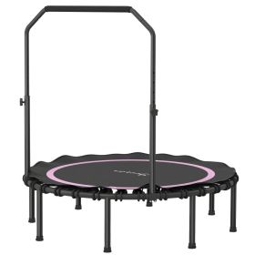 48" Rebounder Trampoline for Adults, Foldable Mini Trampoline with Adjustable Handle Bar for Indoor Outdoor, Pink (Option: Pink-960x460x130 mm)