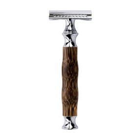 Bamboo Razor Silver Gun Color Shaver Safety Retro Manual Beard Shaving (Option: Silver)
