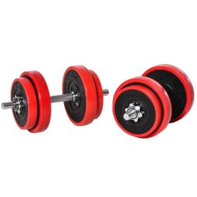 Adjustable Dumbbell Set, 44lbs Convertible To Barbell Weight Set Made With Metal Sand And Plastic For Home Gym Women And Men Weight Lifting Train (Option: Red Wine)