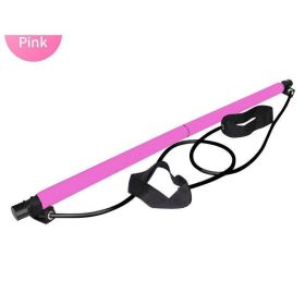 Pilates Stick Home Fitness Exercise For Women Foot Pedal Resistance Band (Option: PINK)