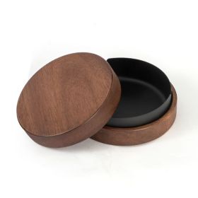 Wooden Trendy Unique Black Walnut Ashtray With Lid (Option: Black Liner)