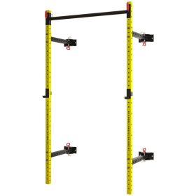 Folding Squat Rack with Pull Up Bar, Wall Mounted and Adjustable, 1000 Pounds Capacity Power Rack, Yellow (Option: Yellow-2370x160x180 mm)