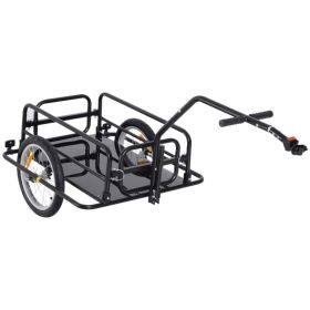 Foldable Bike Cargo Trailer Cart With Hitch, 88 Lbs. Capacity, Black (Option: Black)