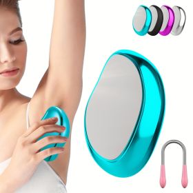 Crystal Hair Eraser Physical Hair Removal Tool Epilator Reusable Body Depilation Tool Glass Hair Remover Portable Mild Epilator (Color: TMQ-Blue)
