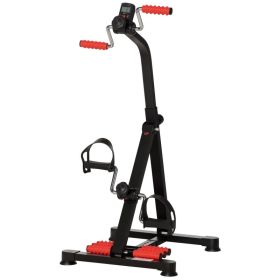 Pedal Exerciser, Hand Arm Knee and Leg Exercise Machine for Seniors, Height-adjustable, with LCD Display and Foot Massage Roller (Option: Black, Red-500x390x120 mm)