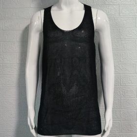 Men's Summer Loose Sleeveless Knitted Vest (Option: Black-3XL)